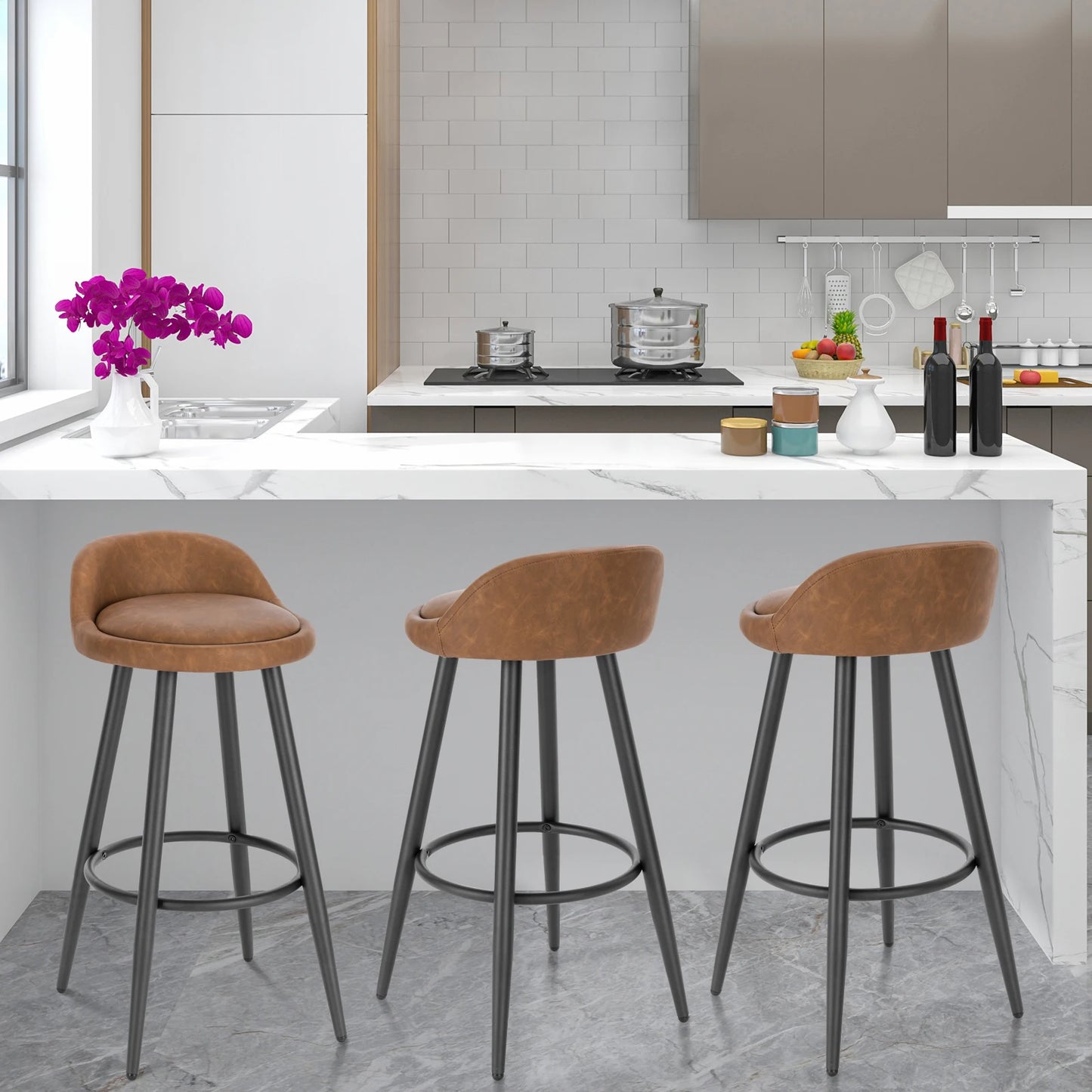 WOLTU 2PCS Bar Stool Bar Chair Counter Stool with Footrest Kitchen Dining Breakfast Chair High Cafe Stool Bar Furniture