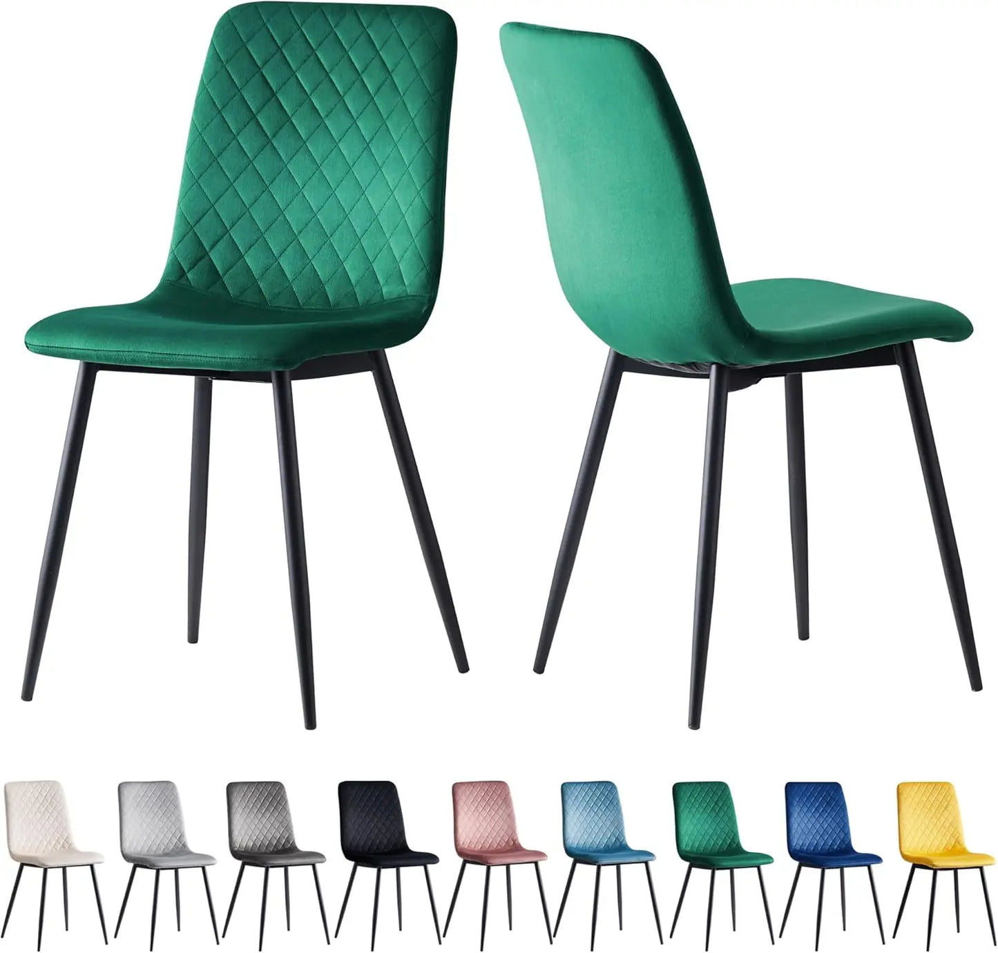 mcc direct Set of 2 Designer Velvet Fabric Dining Chairs Metal Legs Lexi Chairs
