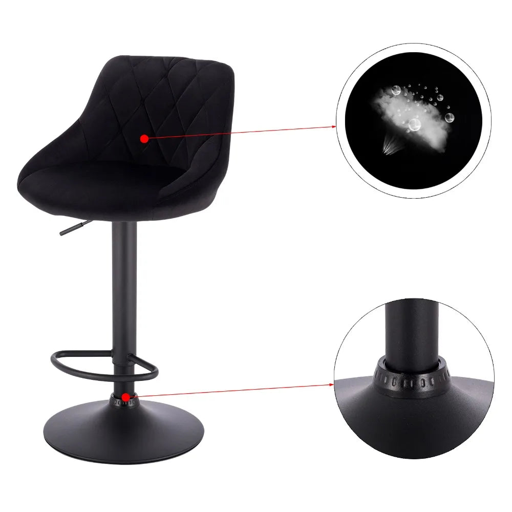 WOLTU 2PCS/Set Swivel Bar Chairs Leather/Velvet Rotating Bar Stool Height-Adjustable Lifting High Stool with Footrest for Home