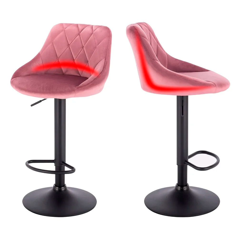 WOLTU 2PCS/Set Swivel Bar Chairs Leather/Velvet Rotating Bar Stool Height-Adjustable Lifting High Stool with Footrest for Home