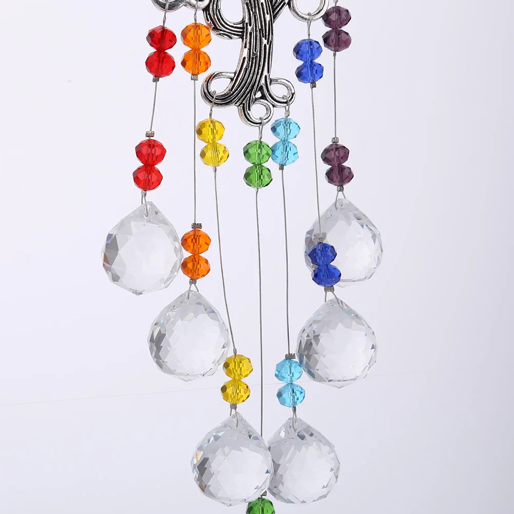 Crystal Wind Chime Rainbow Windchime Sun Catcher Handmade Bohemian Pendant Home Garden Ornament for Bedroom Window Decoration