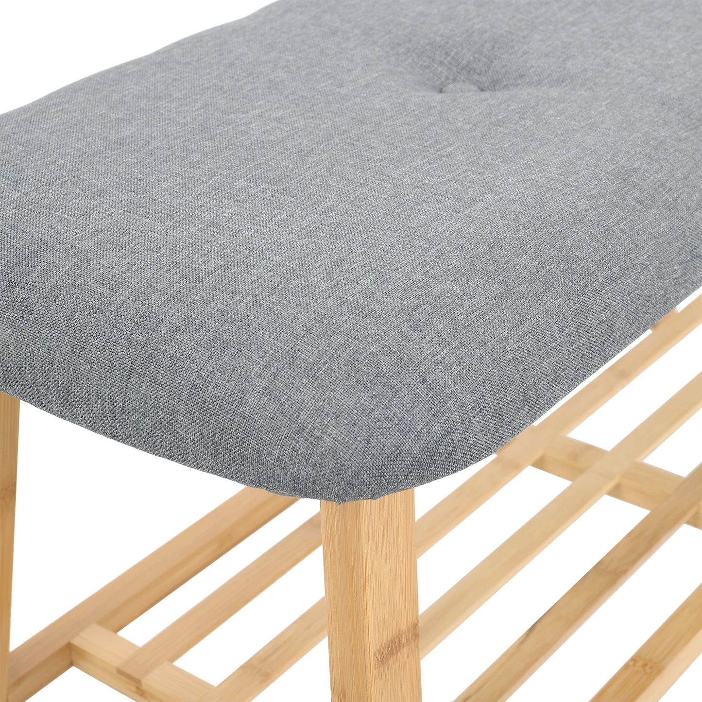 Multi-functional Home Use Bamboo Shoe Changing Stool with Soft Breathable Cushion