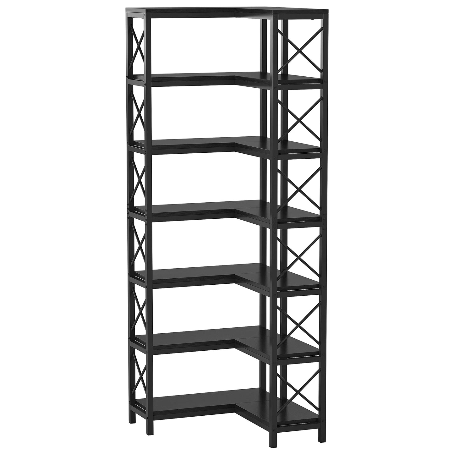 Tribesigns 7-Shelf Corner Bookshelf,Large Modern Corner Bookcase, 7-Tier Tall Corner Shelf Storage Display Rack with Metal Frame
