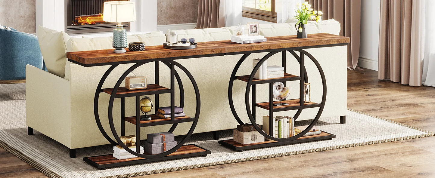 Tribesigns Console Table, 39.4-Inch Entryway Table with Thickened Tabletop, 4- Tier Industrial Narrow Hallway Sofa Table
