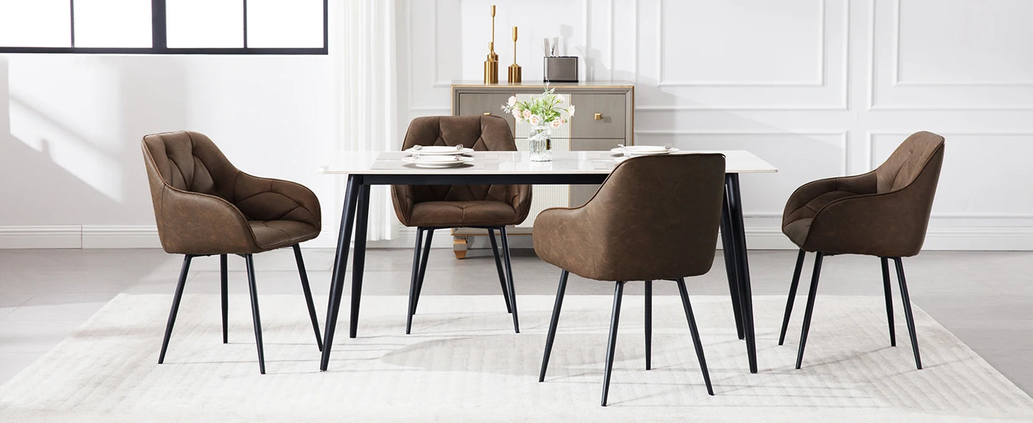 WOLTU 2PCS/Set Dining Chairs Upholstered Kitchen Chairs with Backrest Armrests Metal Legs for Living Room Office Dressing Table