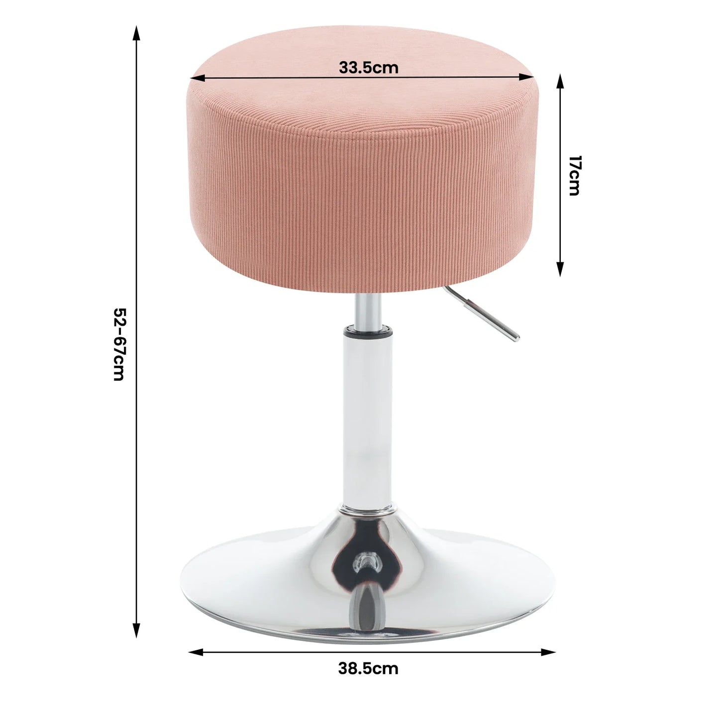 1PC White Round Swivel Bar Stools Height-Adjustable Makeup Stools Corduroy Padded Stools for Office Kitchen Home
