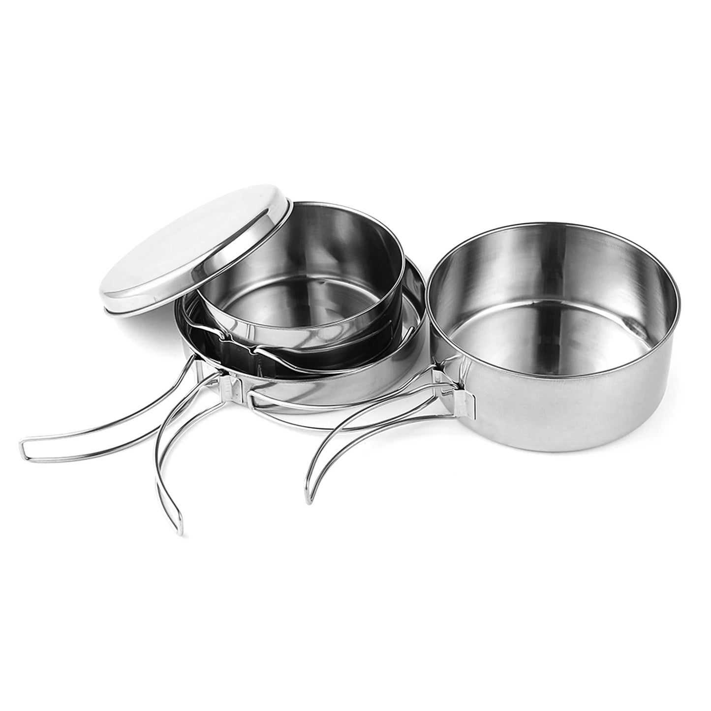 Outdoor Stainless-Steel Camping Cookware Set Camping Bowl Outdoor Bowl Pot Set Hiking Backpacking Cooking Picnic  Cooking  Tool