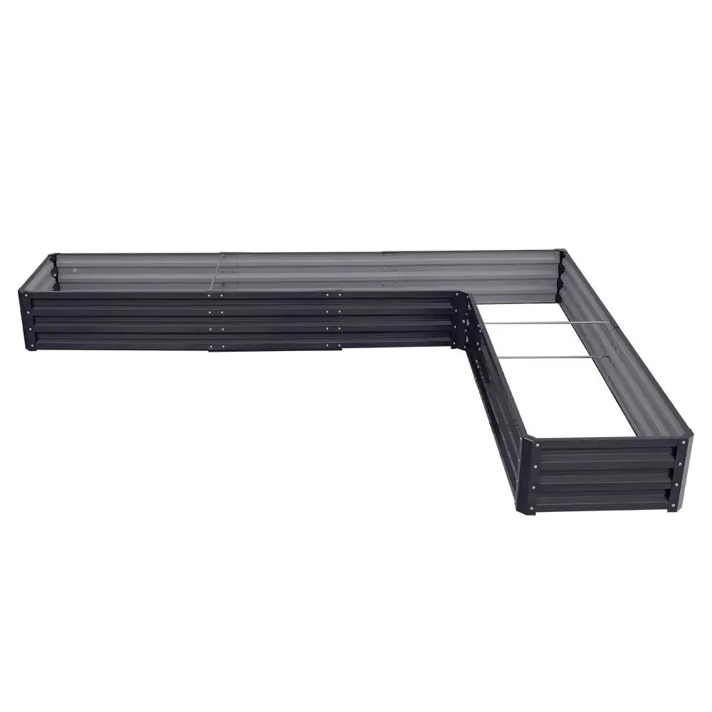 Black L Shaped Galvanized Steel Raised Garden Bed