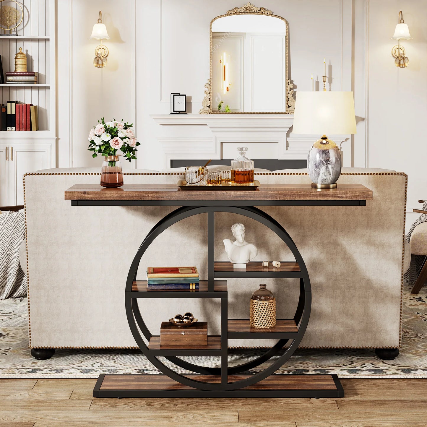 Tribesigns Console Table, 39.4-Inch Entryway Table with Thickened Tabletop, 4- Tier Industrial Narrow Hallway Sofa Table