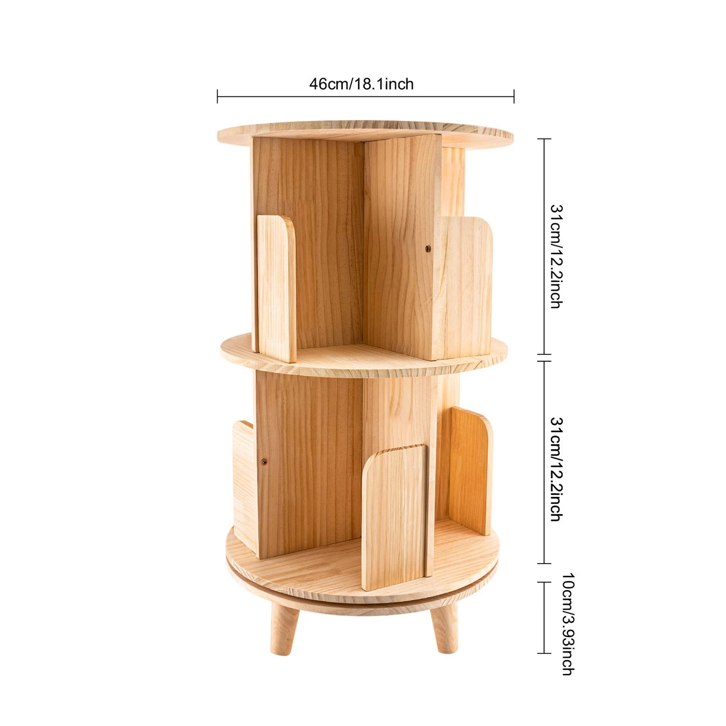 1/2/3/4/5/6 Tier Wooden Bookcase Rotatable Floor Stand Multifunctional Showcase Organizer
