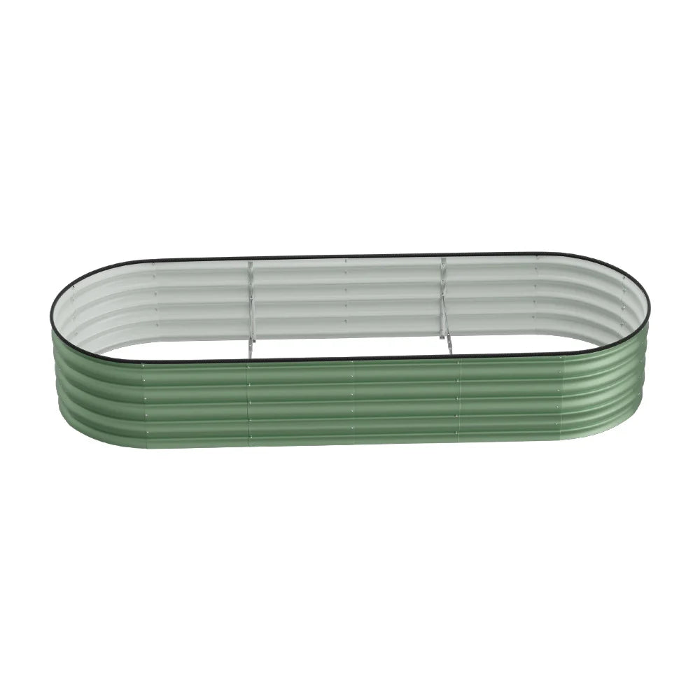 240CM Green Gardens Plan Oval-Shaped Galvanized Steel Raised Garden Bed