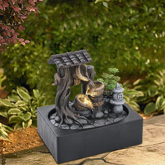 【Breeins】Tabletop Fountain Water Feature with LED Light Home Decoration