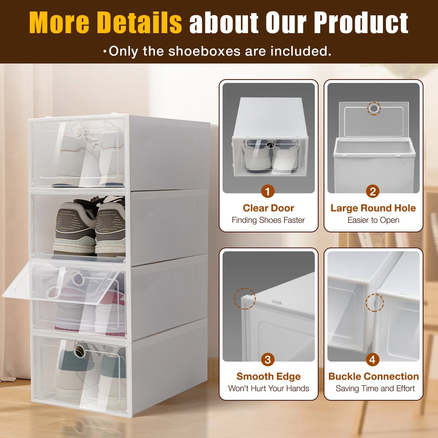 Modern Mini 24pcs Transparent Shoes Organizers Assemblable Plastic Thickened Foldable Dustproof Storage Box