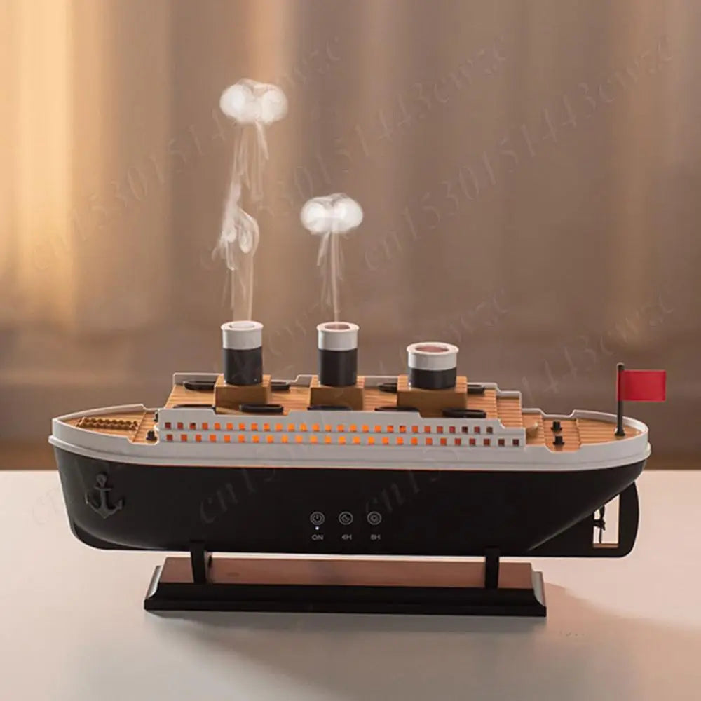 Ship Model Decoration Air Humidifier 250ml Ocean Liner Essential Oil Diffuser Jellyfish Smoke Ring Spray Aroma Diffuser For Home