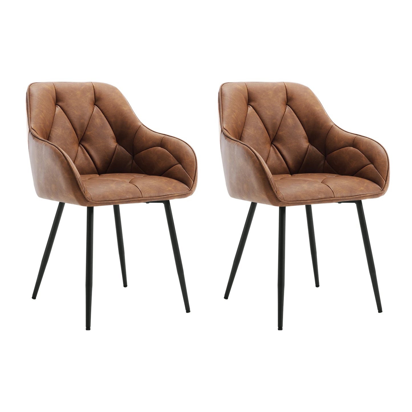 WOLTU 2PCS/Set Dining Chairs Upholstered Kitchen Chairs with Backrest Armrests Metal Legs for Living Room Office Dressing Table