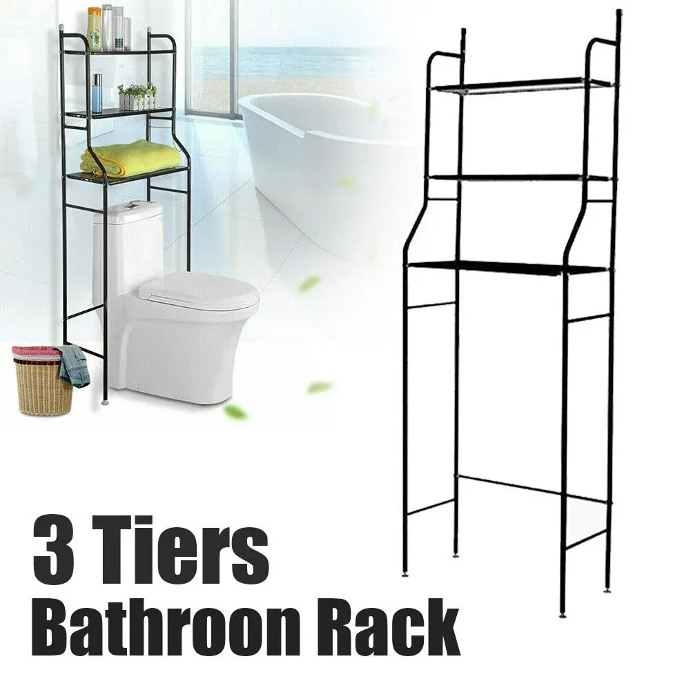 3Tier Over Toilet Storage Rack Laundry Washing Machine Shelf Organizer UK Spot~