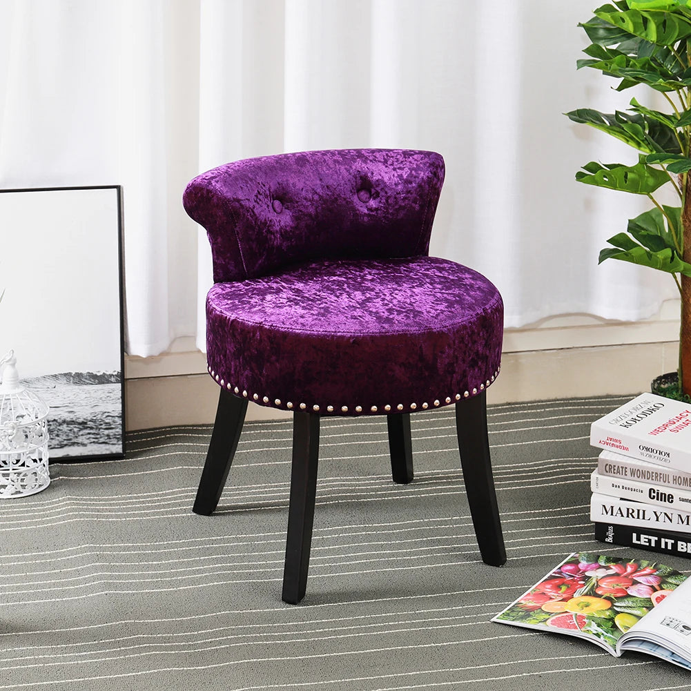 Crush Velvet Dressing Table Desk Studded Edge, Purple
