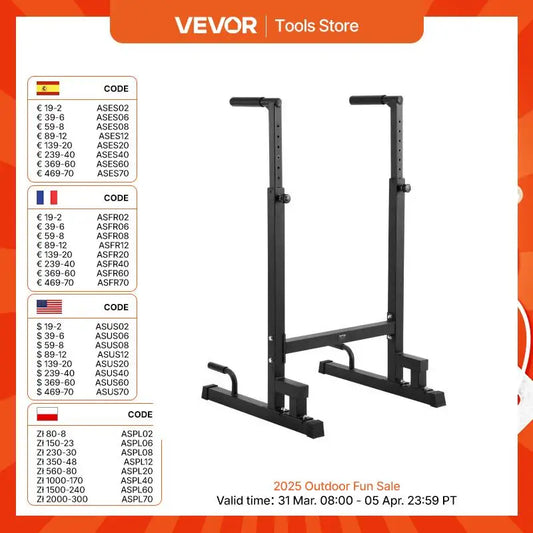 VEVOR 500 lbs Power Tower Pull Up Bar Station with Adjustable Height Fitness Workout Dip Bar Station Stabilizer for Home Gym