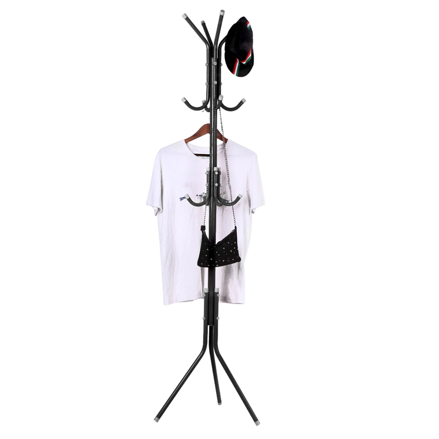 Coat Clothes Stand Coat Hat Tree Stand Multi Hook Metal Coat Hat Rack Tree Stand Clothes Bag Hanger Organizer for Home Bedroom