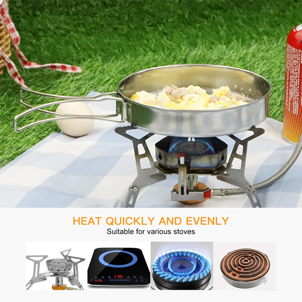 Outdoor Stainless-Steel Camping Cookware Set Camping Bowl Outdoor Bowl Pot Set Hiking Backpacking Cooking Picnic  Cooking  Tool