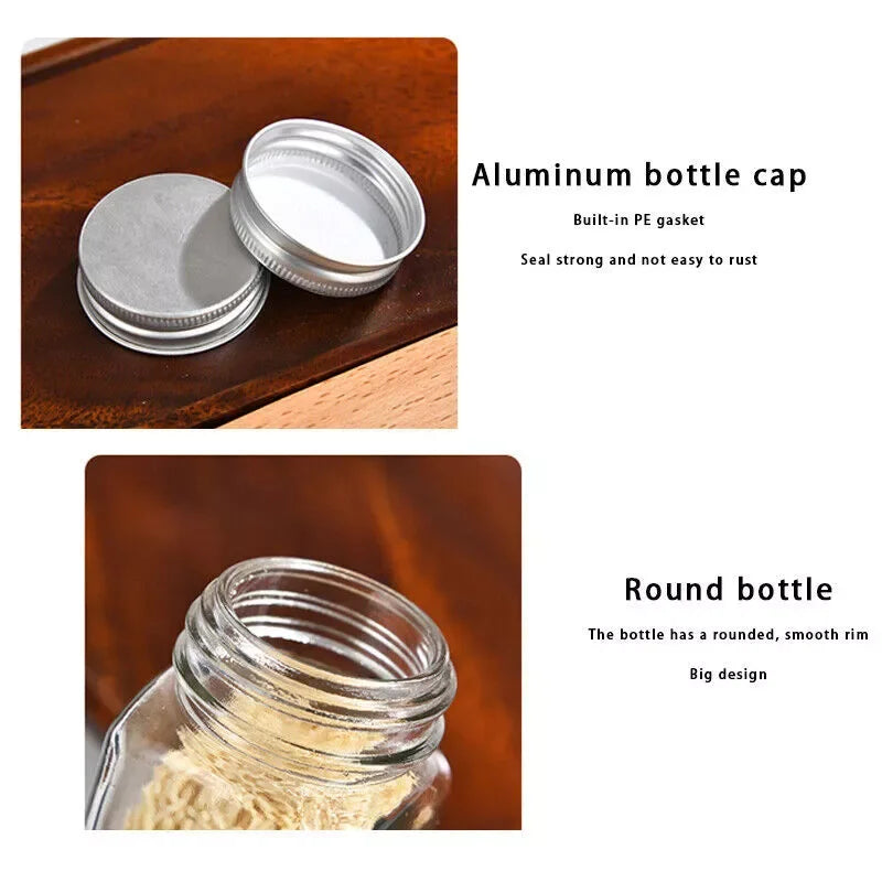 12pc 120ML bottle Glass Spice Bottle Jars Spice Jar Set Transparent Seasoning Storage Bottles Kitchen Salt Bottle