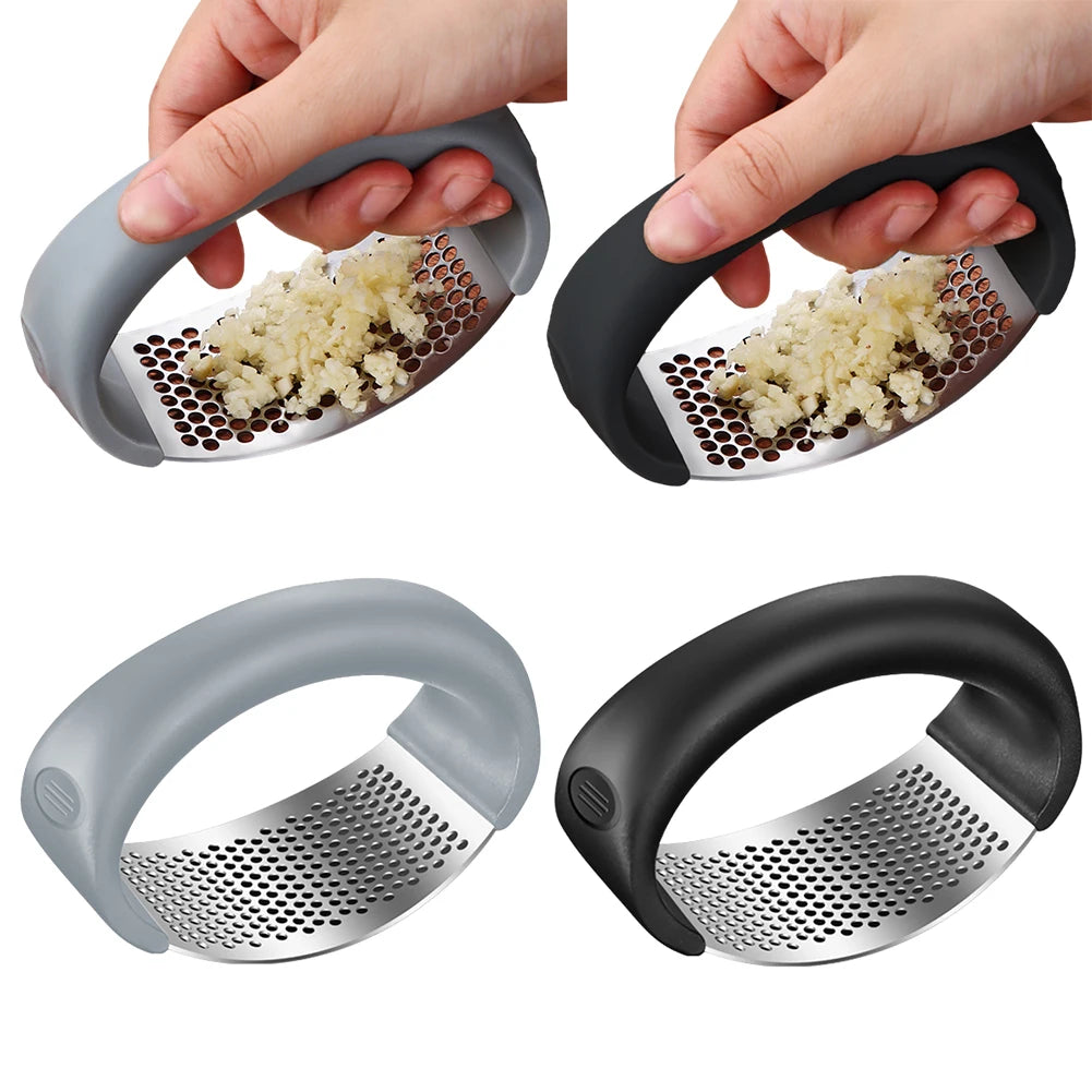 Stainless Steel Garlic Masher Manual Garlic Chopper Curve Garlic Press Crusher for Fruit Vegetable Kitchen Gadget Accessories