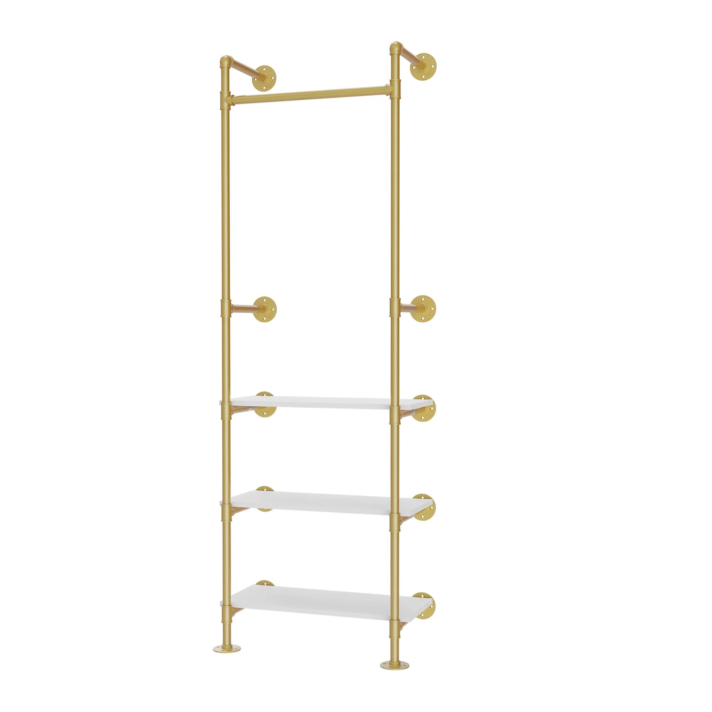 Industrial Pipe Clothing Rack Wood Garment Rack Pipeline Vintage Rack On Wall Gold