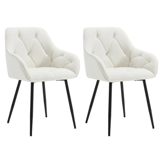 WOLTU 2PCS/Set Dining Chairs Upholstered Kitchen Chairs with Backrest Armrests Metal Legs for Living Room Office Dressing Table