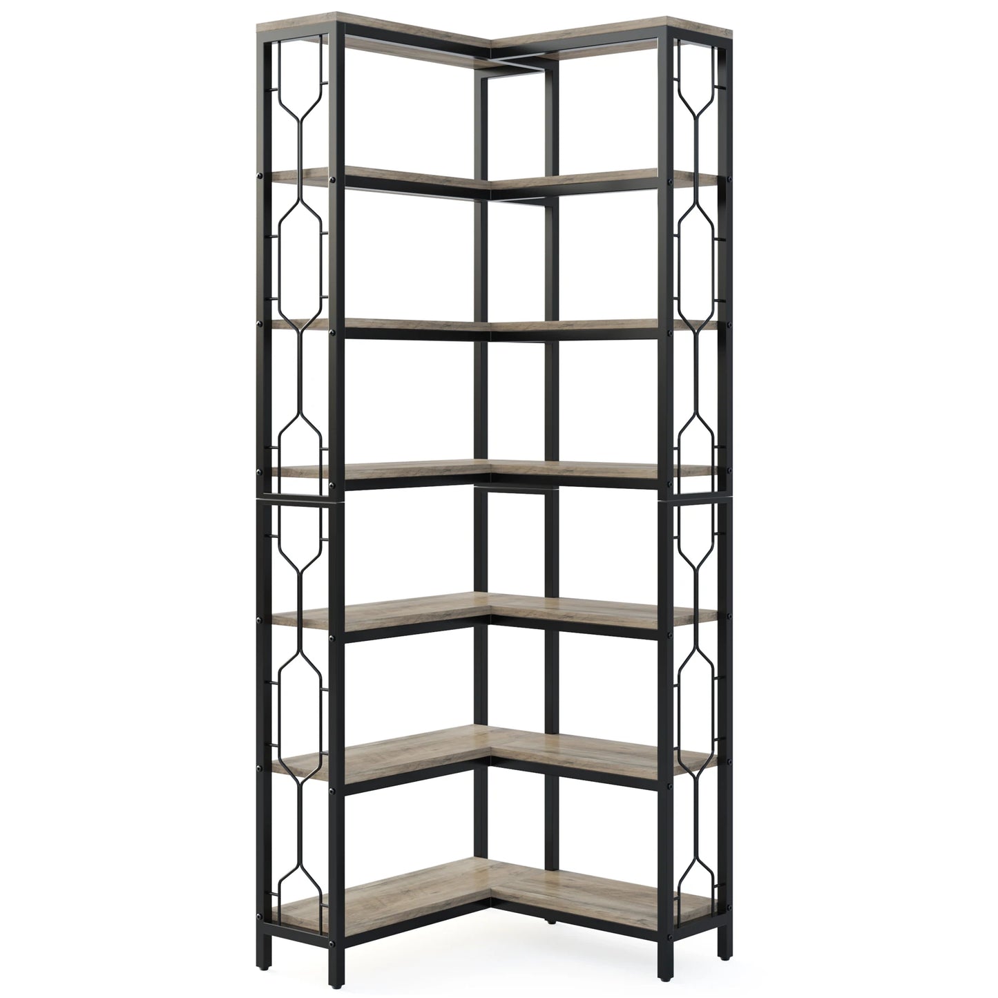 Tribesigns 7-Shelf Corner Bookshelf,Large Modern Corner Bookcase, 7-Tier Tall Corner Shelf Storage Display Rack with Metal Frame