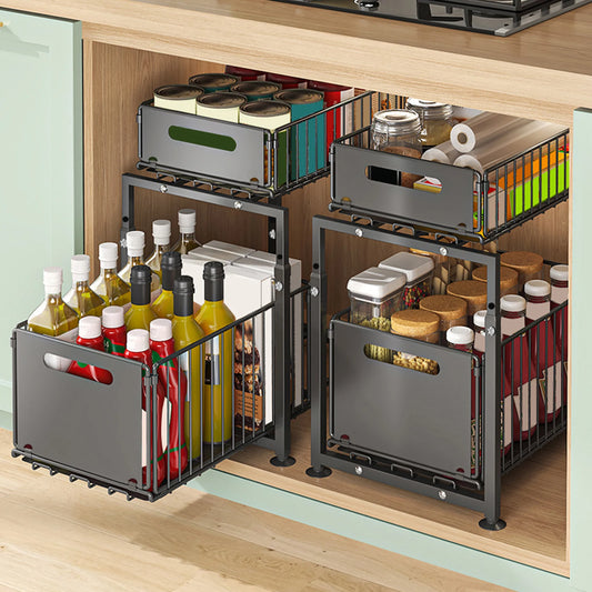 1pc,Slide-out storage rack,Cabinet pull-out storage basket,Punch-free storage rack with suction cups,Spice rack, cutlery rack