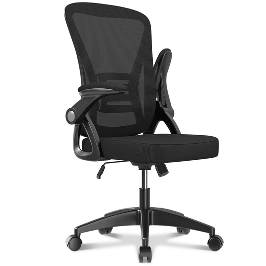 Ergonomic Office Chair with Slide Seat 90° Flip-up Armrest Adjustable Lumbar Support Angle Height Adjustable Home Office Chair