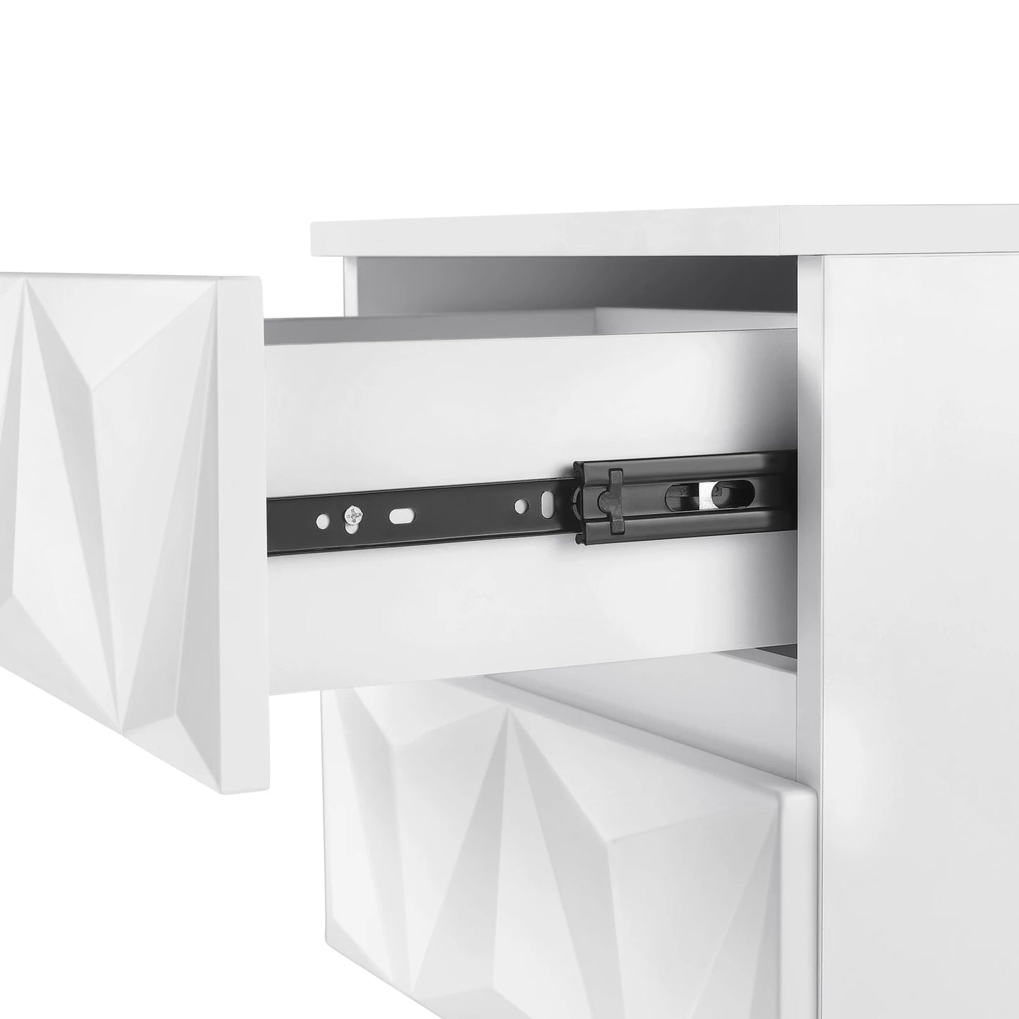 Bedside Table 40x53x40cm Decorative Adult Nightstand Modern Storage Unit with 2 Drawers 3D Effect for Bed Bedroom Living Room