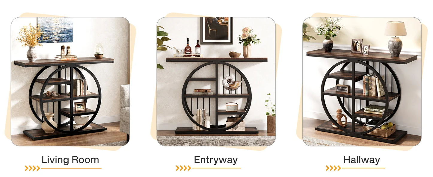 Tribesigns Console Table, 39.4-Inch Entryway Table with Thickened Tabletop, 4- Tier Industrial Narrow Hallway Sofa Table