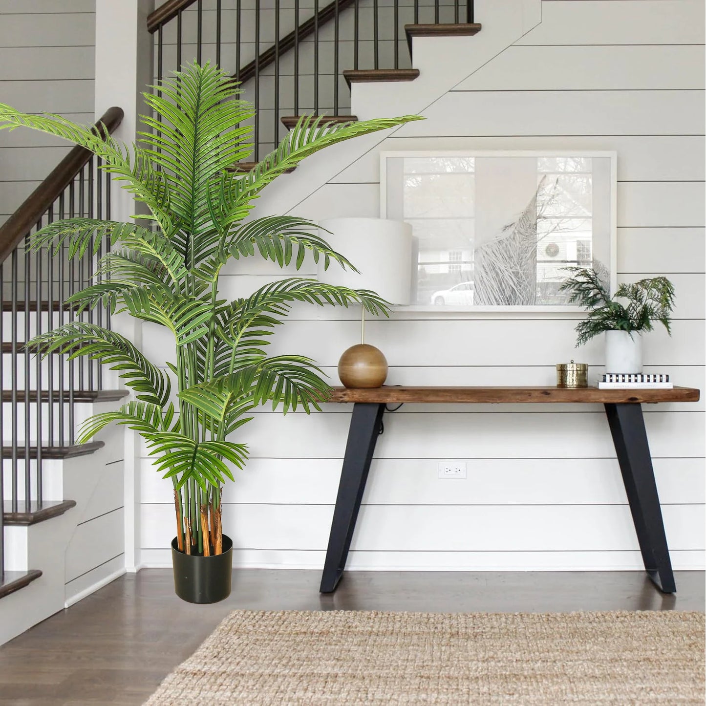 160cm Fake Tropical Palm Tree with 15 Leaves,Perfect Faux Plants in Pot for Indoor Outdoor House Home Office Modern Decoration