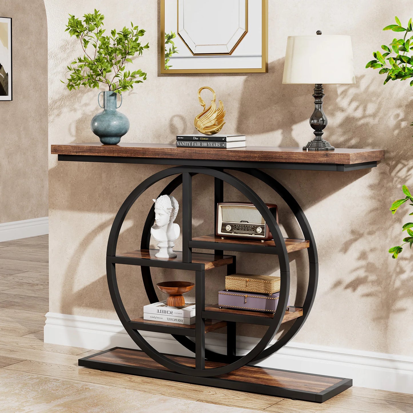 Tribesigns Console Table, 39.4-Inch Entryway Table with Thickened Tabletop, 4- Tier Industrial Narrow Hallway Sofa Table