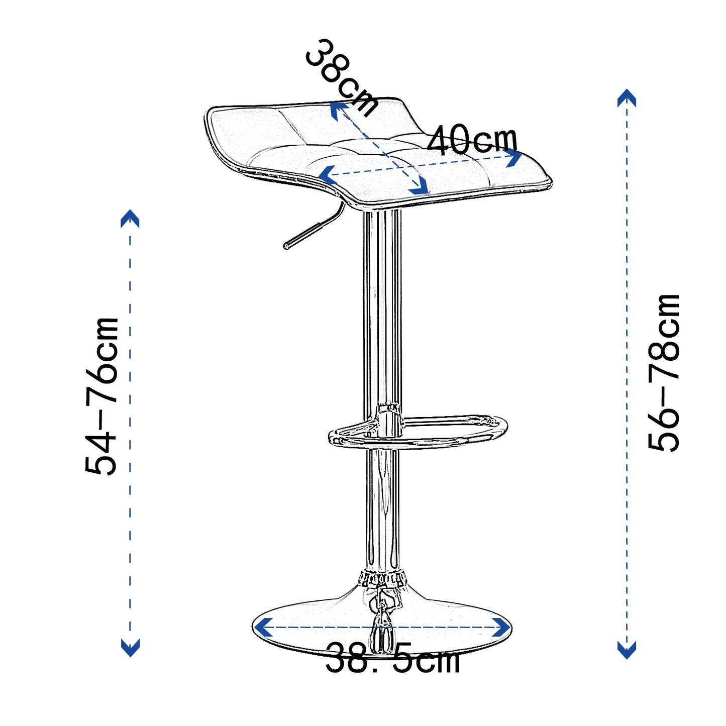 2PCs/Set Bar Stools Counter Stool Faux Leather Well Padded Seat Surface Dining Room Chair Hight-Adjustable Swivel Bar Chair