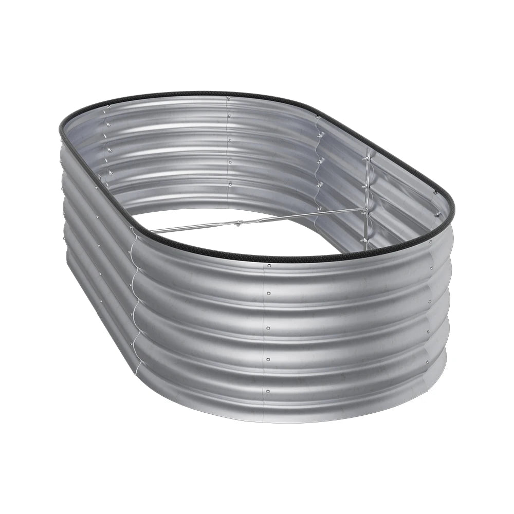 240CM Green Gardens Plan Oval-Shaped Galvanized Steel Raised Garden Bed