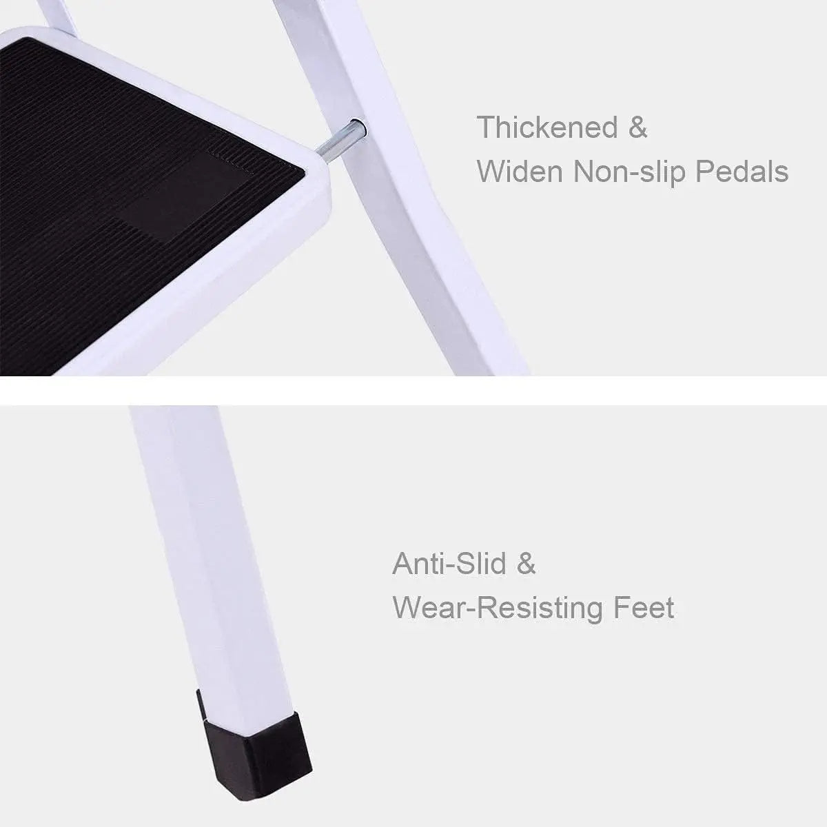 Portable Foldable 3 Step Steel Ladder,Non Slip Tread Stepladder Safety Folding Heavy Duty Step Stool for Home/Kitchen/Garage