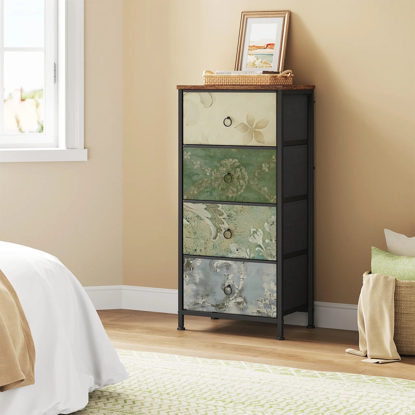 Fabric Chest of Drawers with 4 Drawers