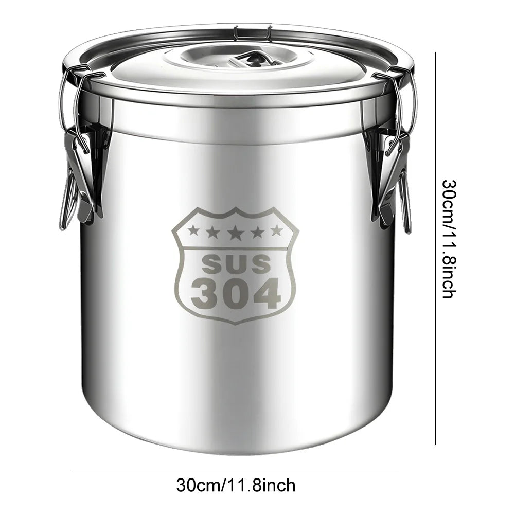 6/12L Stainless Steel Airtight Canister with Seal Lid Food Rice Oil Milk Storage Bucket Grain Storage Container for Home Kitchen