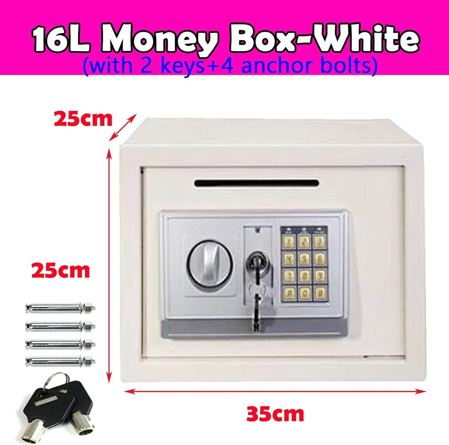 Fireproof 8.5L Electronic Password Security Safe Money Cash Deposit Box Office Home Safe Password Key Anti-theft Safe Box Home