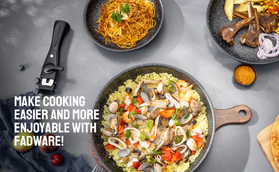 Non Stick Frying Pan with Removable Handle, Non Stick Frying Pan Set for Induction Hobs, 4 Pieces Frying Pan Set for All Hobs