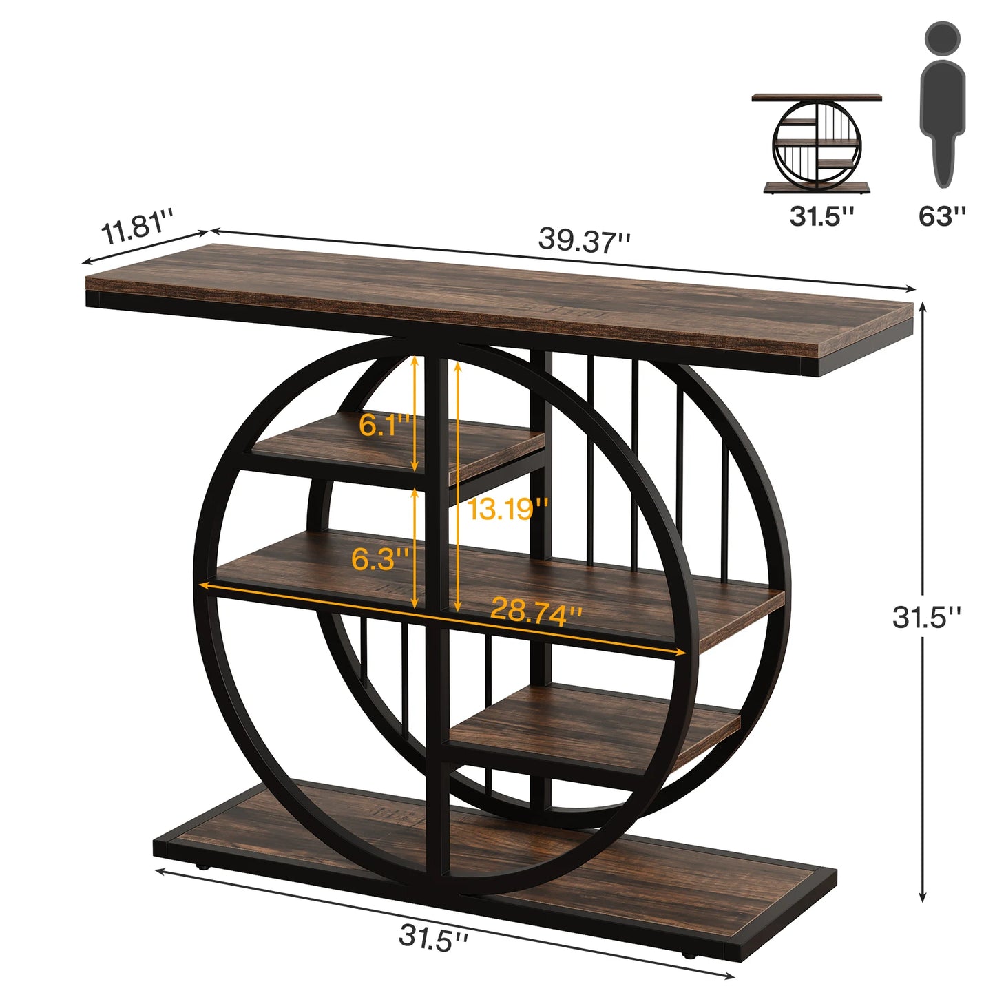 Tribesigns Console Table, 39.4-Inch Entryway Table with Thickened Tabletop, 4- Tier Industrial Narrow Hallway Sofa Table