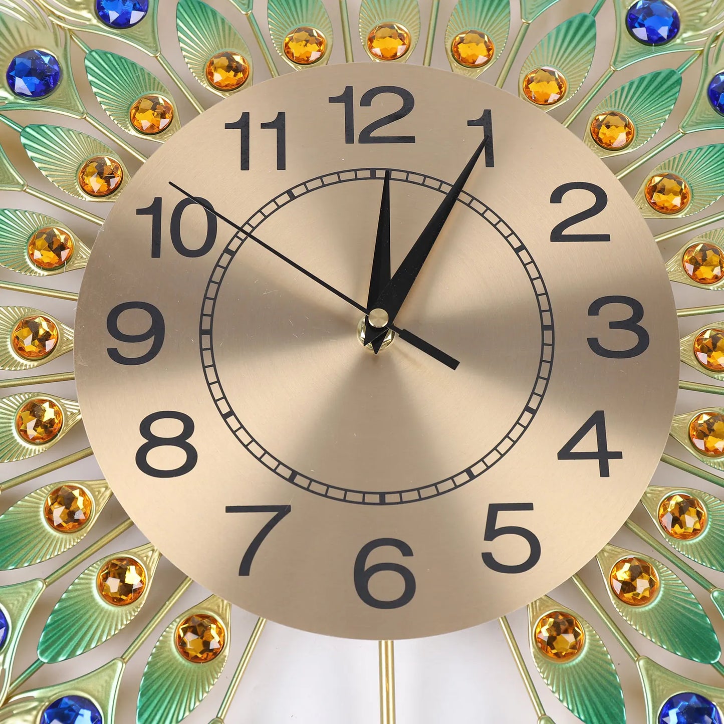 Peacock Clock Metal Silent Wall Clock None Ticking Decorative Large Wall Clock for Living Room Home Decor
