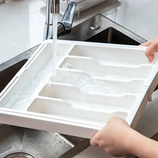 Expandable Cutlery Drawer Organizer, Adjustable Kitchen Utensil Tray Set, Compartment Flatware Storage Divider Mirror tray Tray