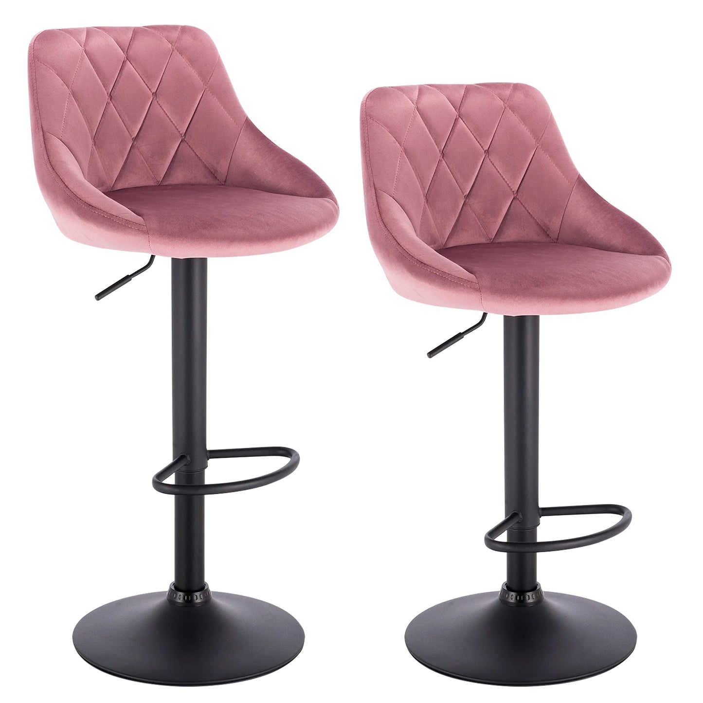 WOLTU 2PCS/Set Swivel Bar Chairs Leather/Velvet Rotating Bar Stool Height-Adjustable Lifting High Stool with Footrest for Home