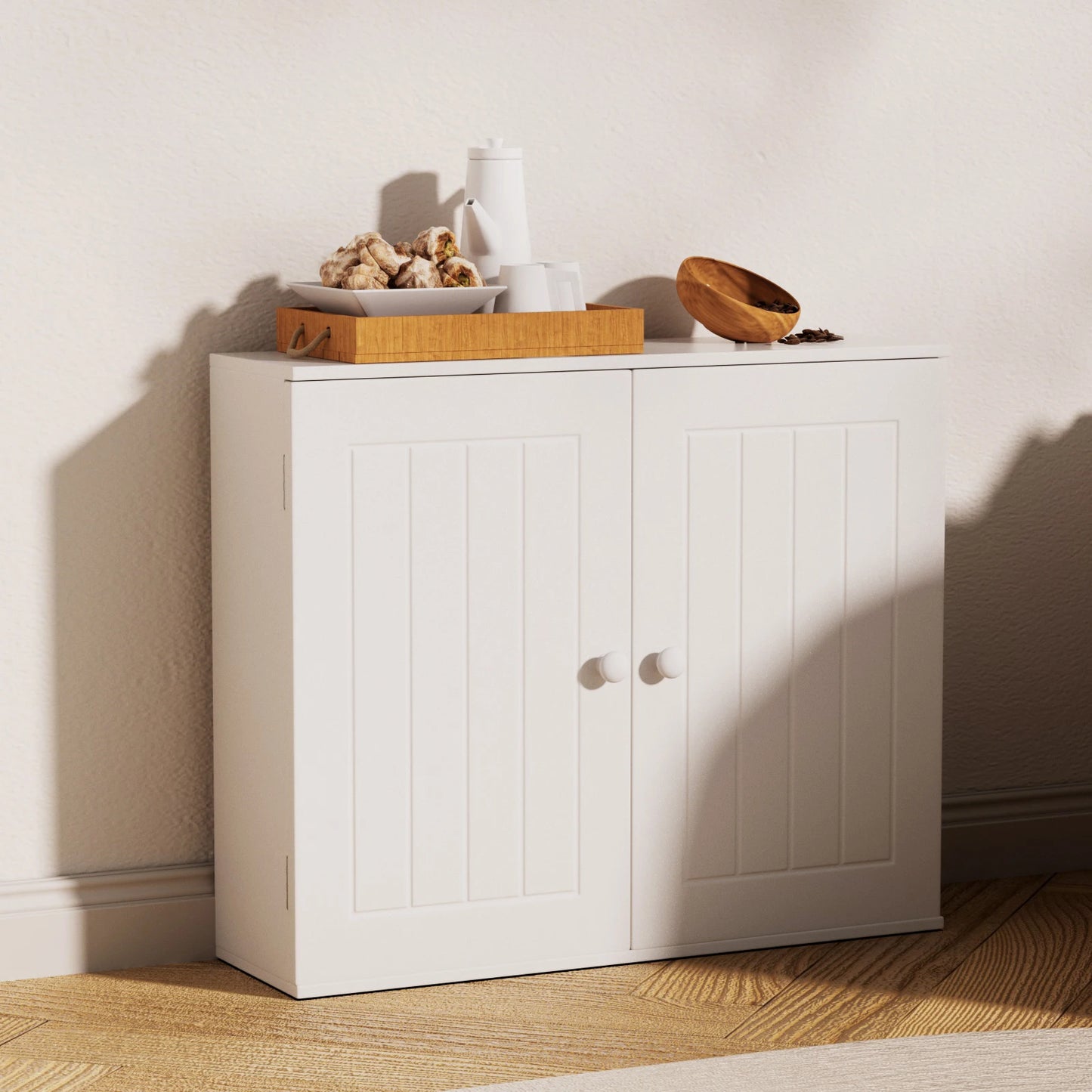 EFAN Storage Cabinet, Freestanding/Wall Mounted Bathroom Unit with Adjustable Shelf, Multi-purpose Waterproof Cupboard Furniture