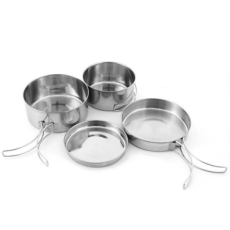 Outdoor Stainless-Steel Camping Cookware Set Camping Bowl Outdoor Bowl Pot Set Hiking Backpacking Cooking Picnic  Cooking  Tool