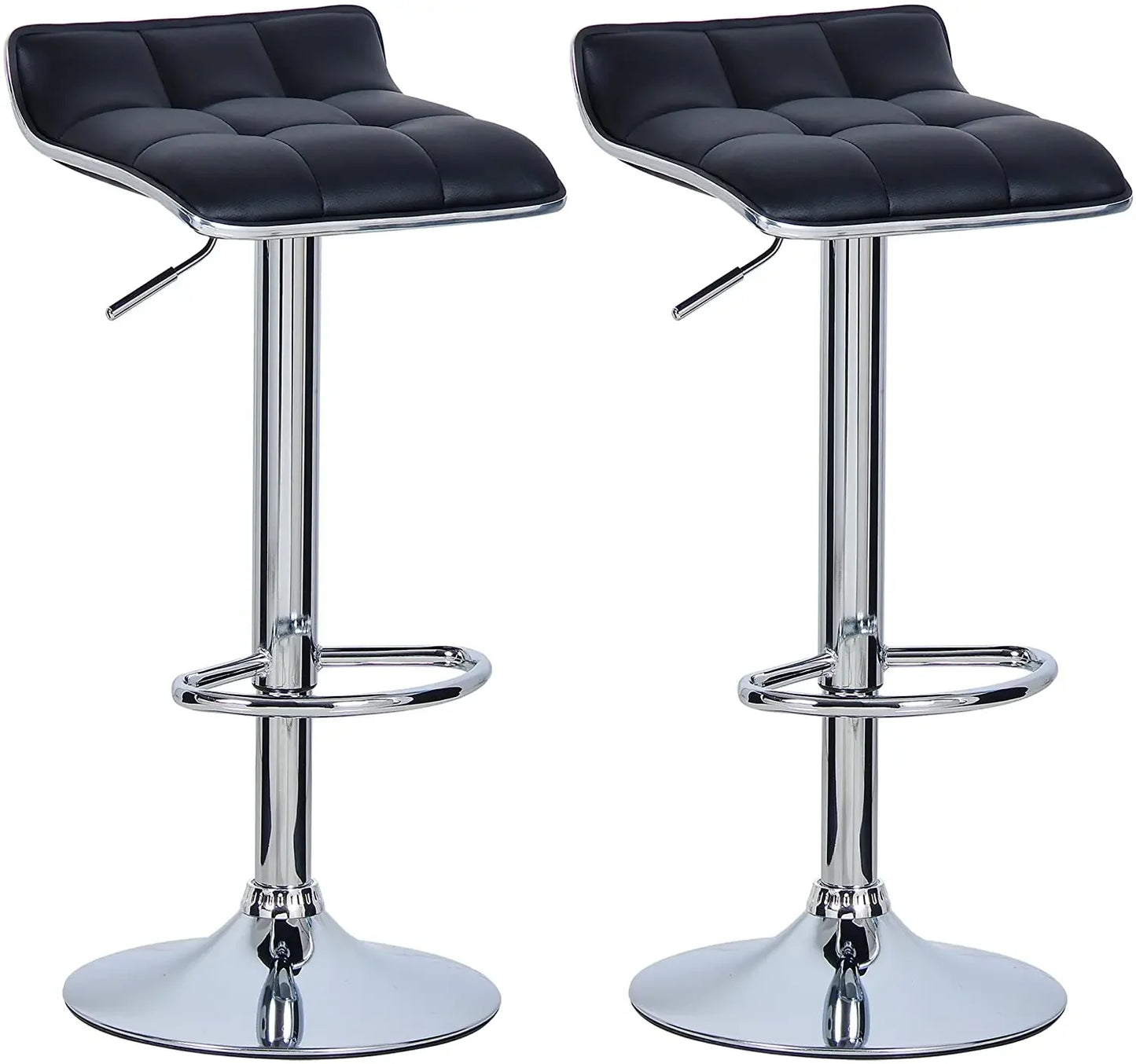 2PCs/Set Bar Stools Counter Stool Faux Leather Well Padded Seat Surface Dining Room Chair Hight-Adjustable Swivel Bar Chair