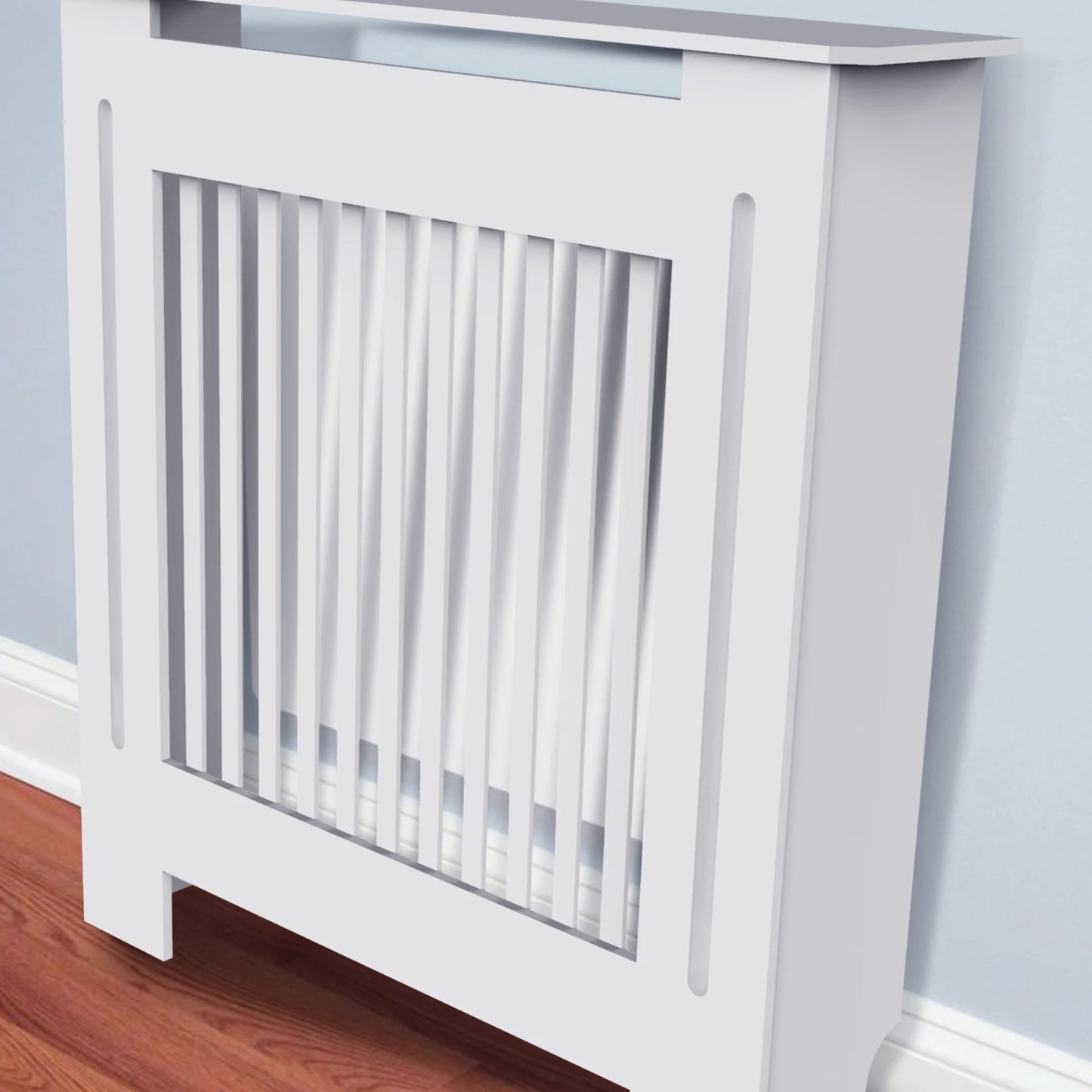 S/M/L/XL White Radiator Cover Wall Cabinet MDF Modern Wood Cabinet Grill Cover